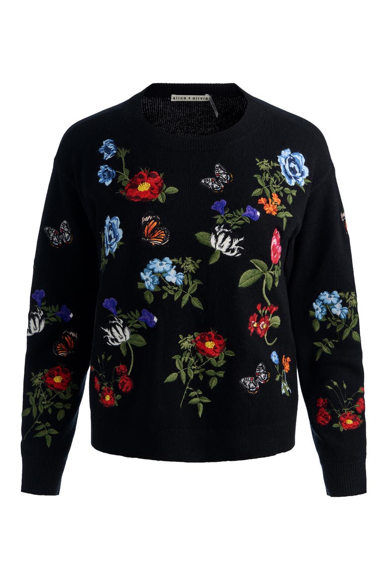 Teanna Embellished Crewneck Sweater, Alternate, color, BLACK MULTI