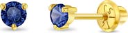 In Season Jewelry 14k Three Pronged Sapphire Girl Earrings