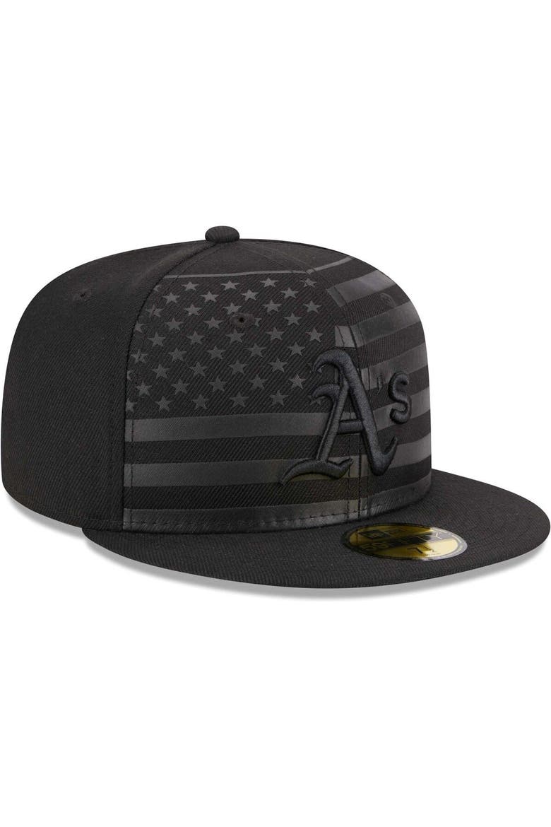 Men's New Era  Black Oakland Athletics Tonal Flag 59FIFTY Fitted Hat, Alternate, color, Black
