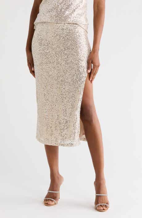 Pierre Sequin Pencil Midi Skirt