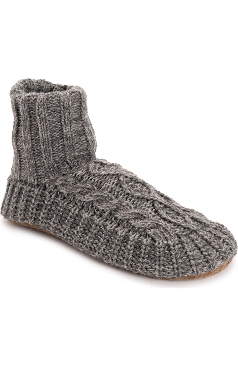 MUK LUKS Acrylic Cabled Bootie Slippers, Main, color, Grey