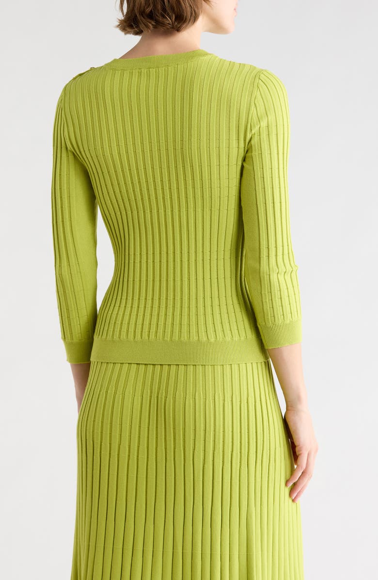 KAY UNGER SPORTSWEAR Button Shoulder Rib Knit Sweater, Alternate, color, Bright Chartreuse