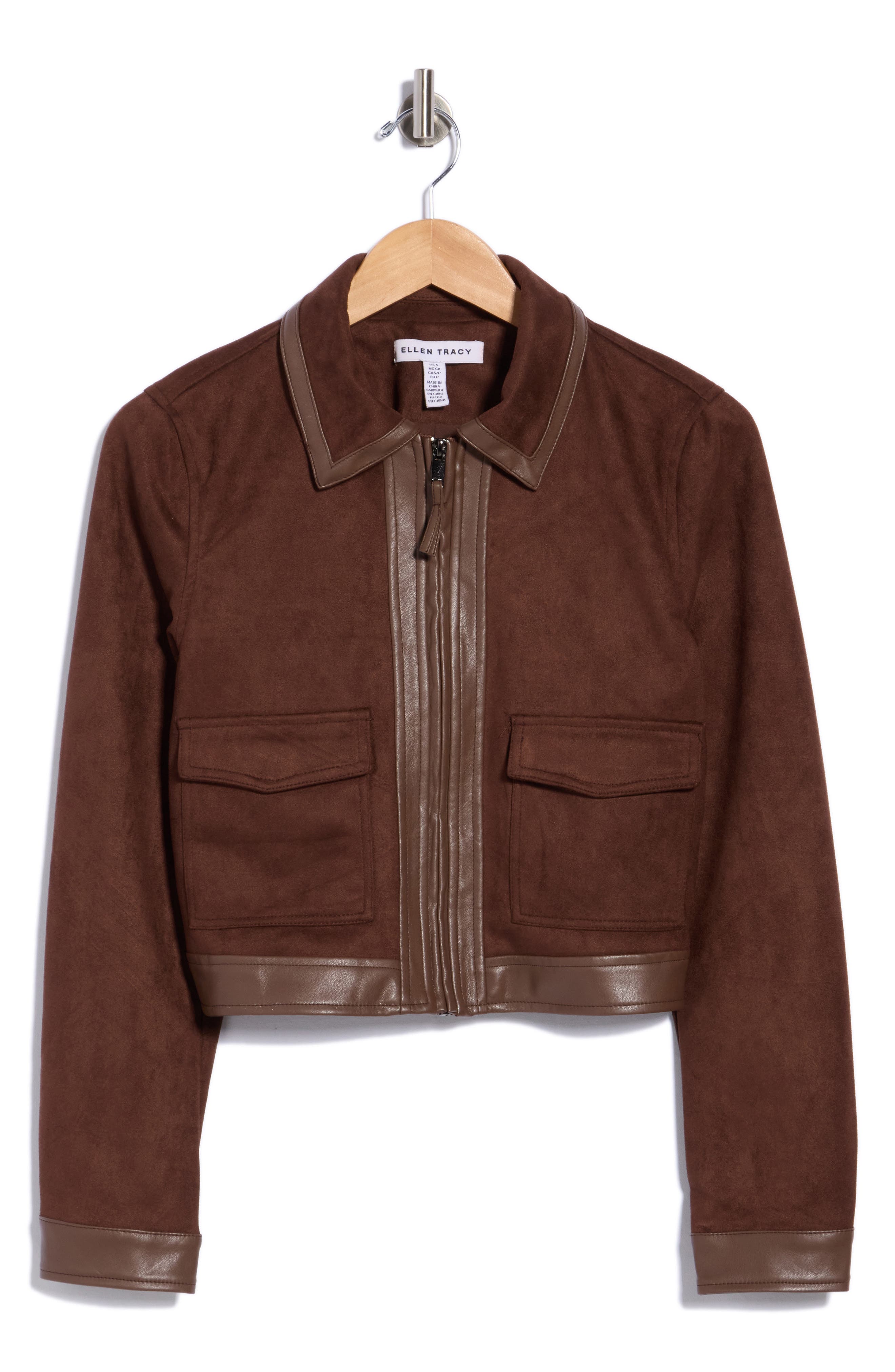 Faux Suede & Faux Leather Crop Jacket