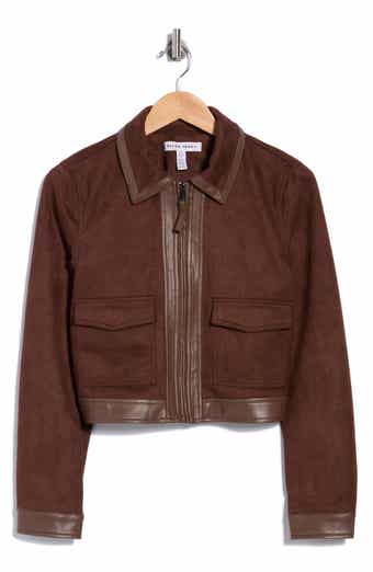 Faux Suede & Faux Leather Crop Jacket