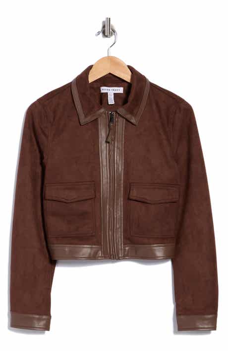 Faux Suede & Faux Leather Crop Jacket