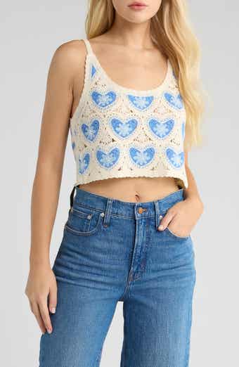 Avec Les Filles Heart Crochet Crop Tank
