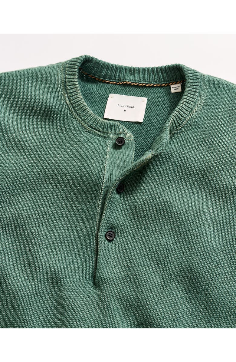 Billy Reid Cotton Henley Sweater, Alternate, color, Jungle Green