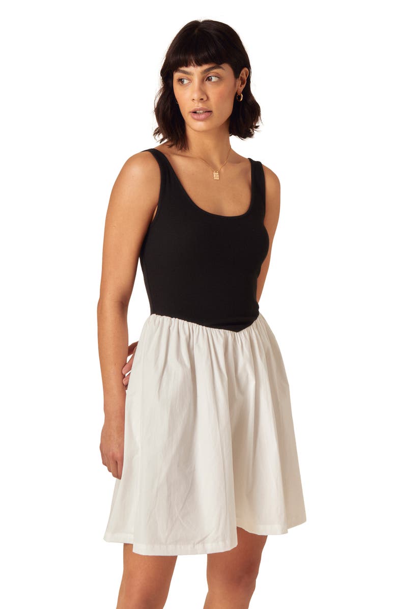 Nobody's Child Mixed Media Tank Minidress, Alternate, color, Black/ White