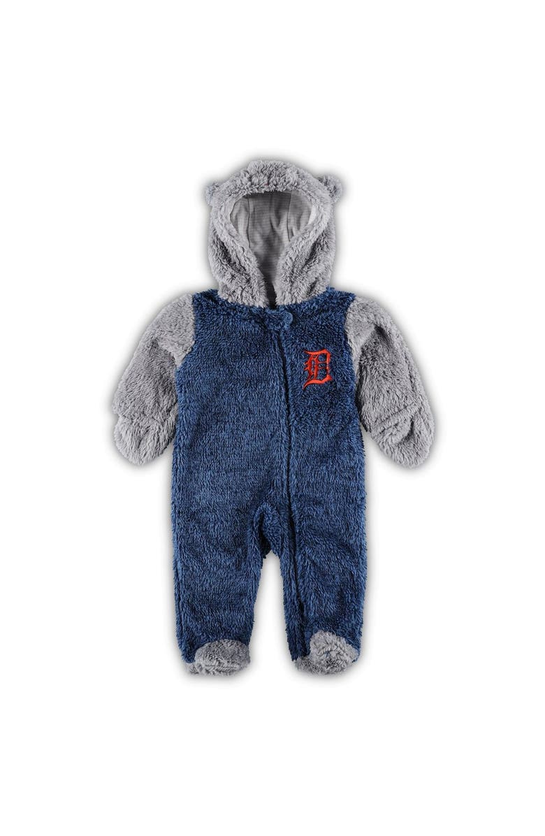 Outerstuff Newborn and Infant Navy/Gray Detroit Tigers Game Nap Teddy Fleece Bunting Full-Zip Sleeper, Main, color,