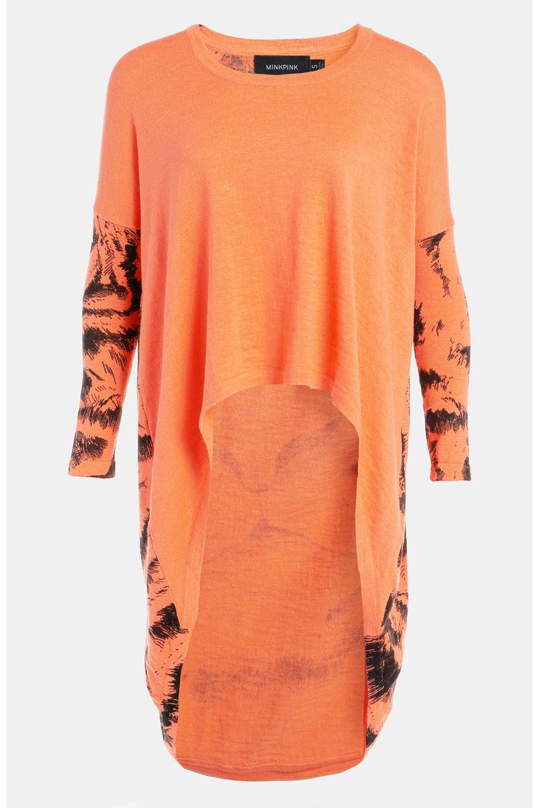 'Watch Your Back' Oversized High/Low Knit Top, Main, color, MANDARIN