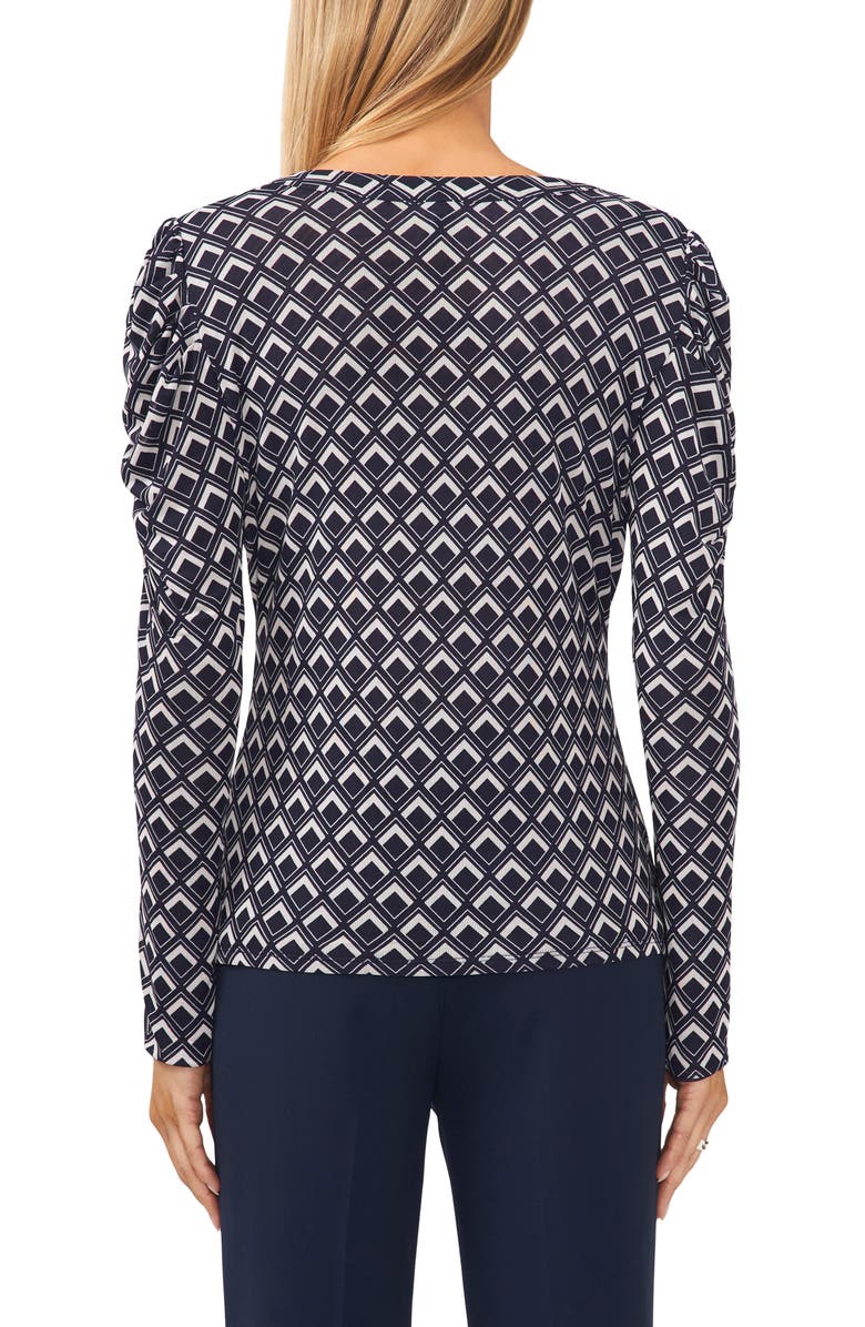 Halogen<sup>®</sup> Geo Print Ruched Button-Up Shirt, Alternate, color, 