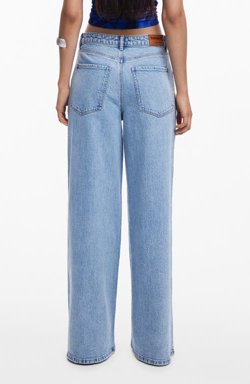 Desigual Low Rise Wide Leg Jeans In Blue
