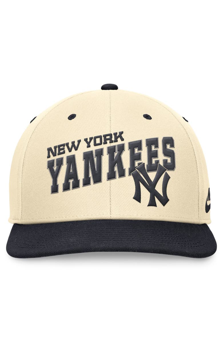 Nike Men's Nike Cream/Navy New York Yankees Rewind Cooperstown Collection Performance Snapback Hat, Alternate, color,