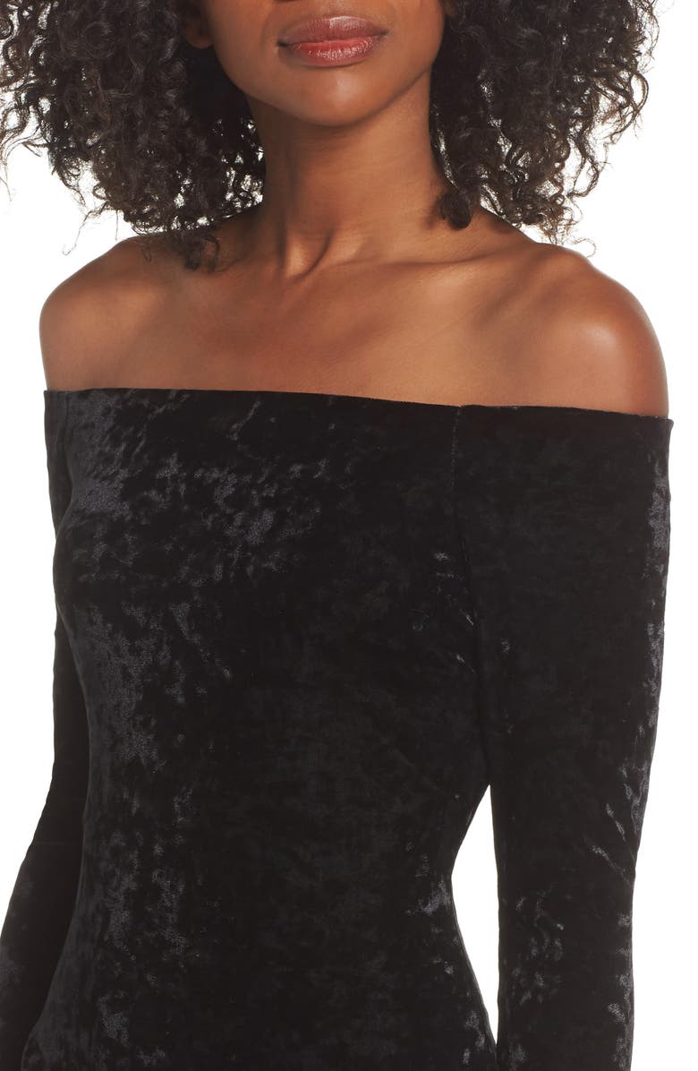 Eliza J Off the Shoulder Velvet Sheath Dress, Alternate, color,