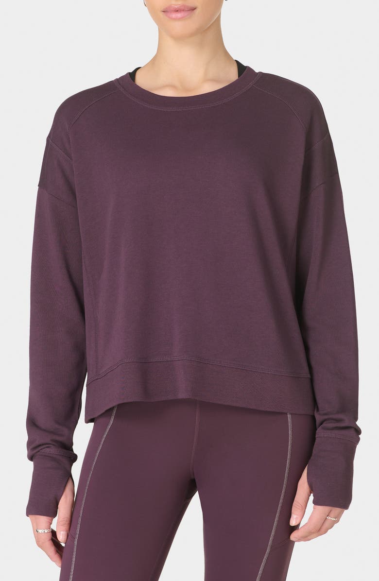 Sweaty Betty After Class Crop Sweatshirt, Main, color, Neptune Purple