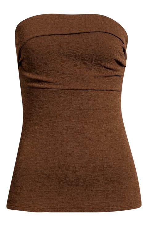 Puckered Crepe Bandeau Top