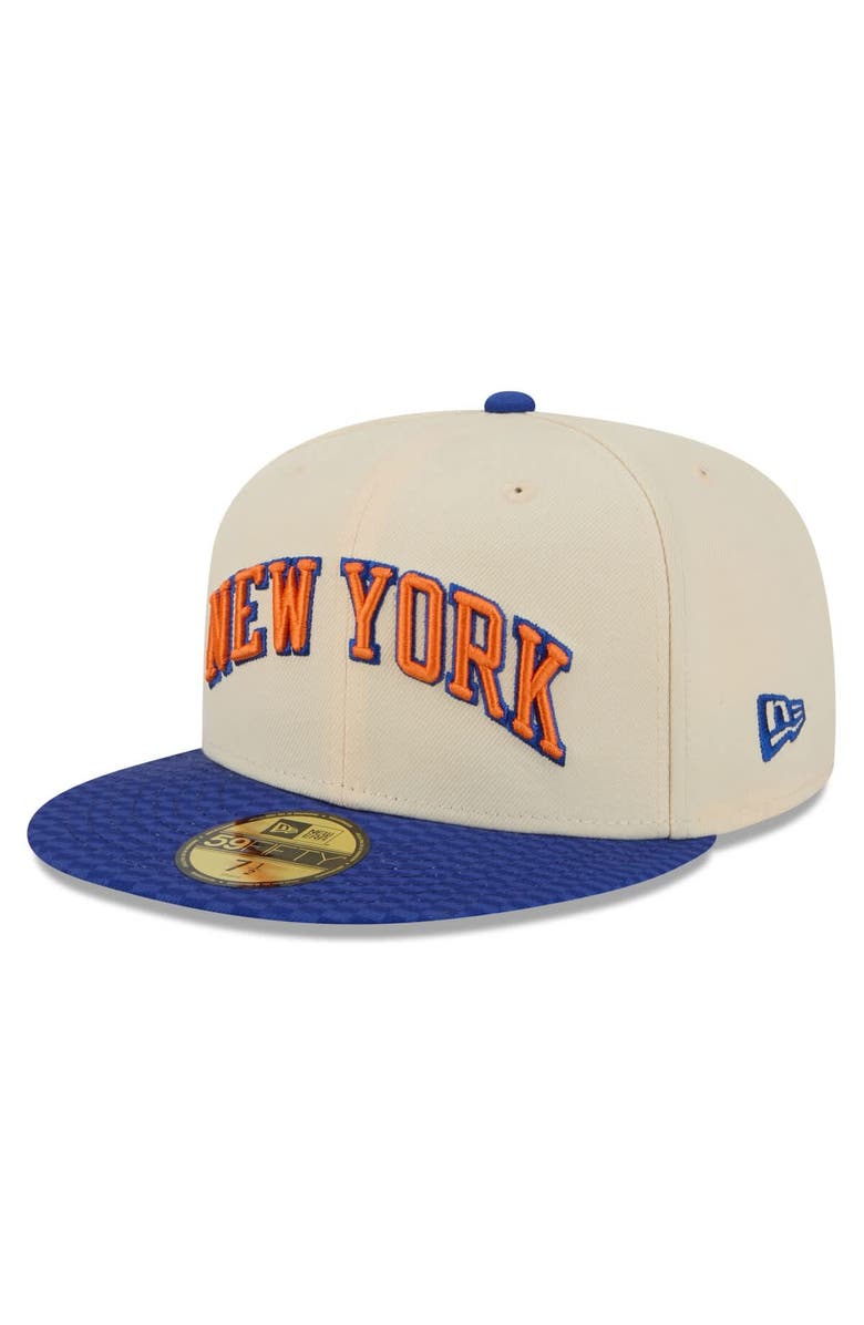 New Era Men's New Era Cream/Blue New York Knicks 2025/26 City Edition 59FIFTY Fitted Hat, Alternate, color, Cream