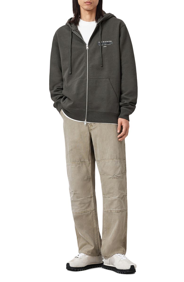 AllSaints Redact Zip Hoodie, Alternate, color, Washed Black
