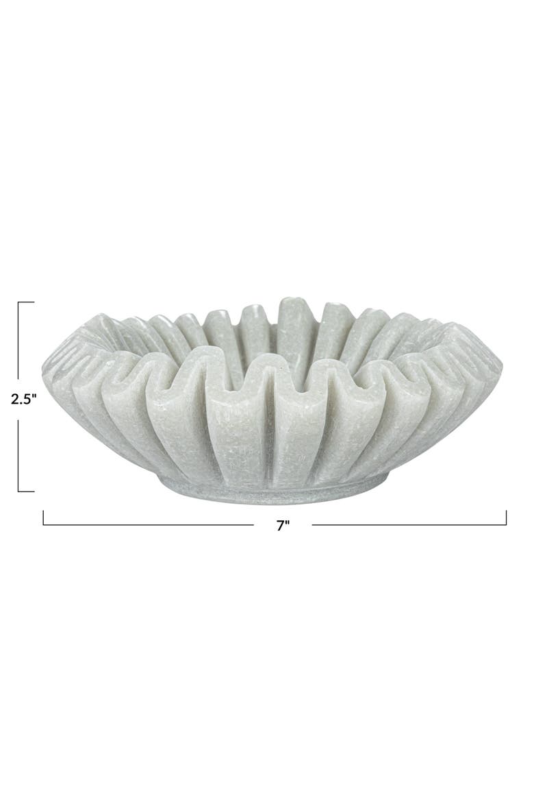 Round Marble Pleated Dish, White, Alternate, color, White