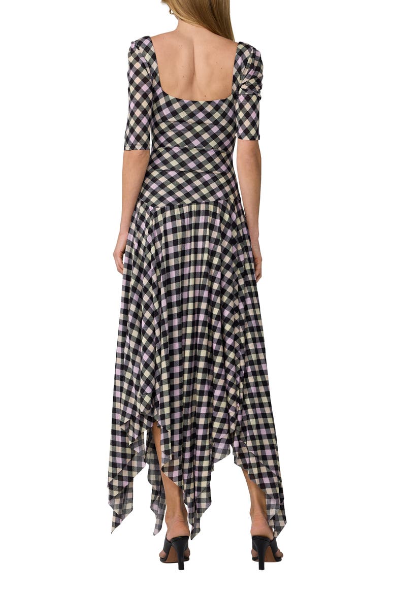 Leslie Gingham Handkerchief Hem Midi Dress, Alternate, color, HIGHLAND