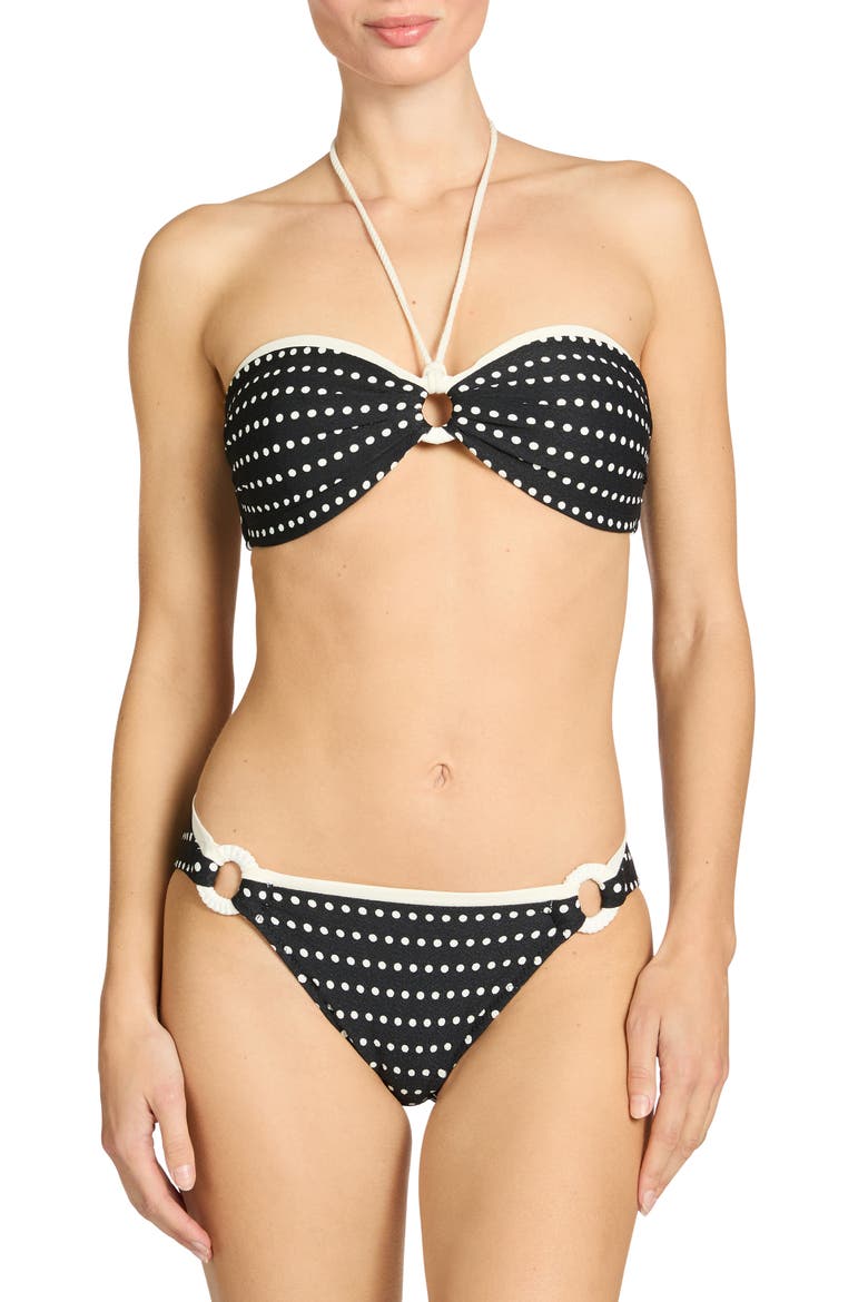 Millie Bandeau Bikini Top, Alternate, color, BLACK/ ECRU