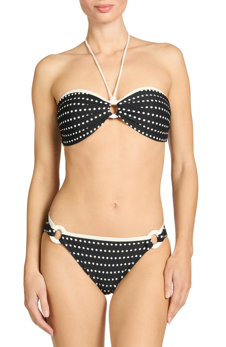 Robin Piccone Millie Bandeau Bikini Top, Alternate, color, Black/ Ecru