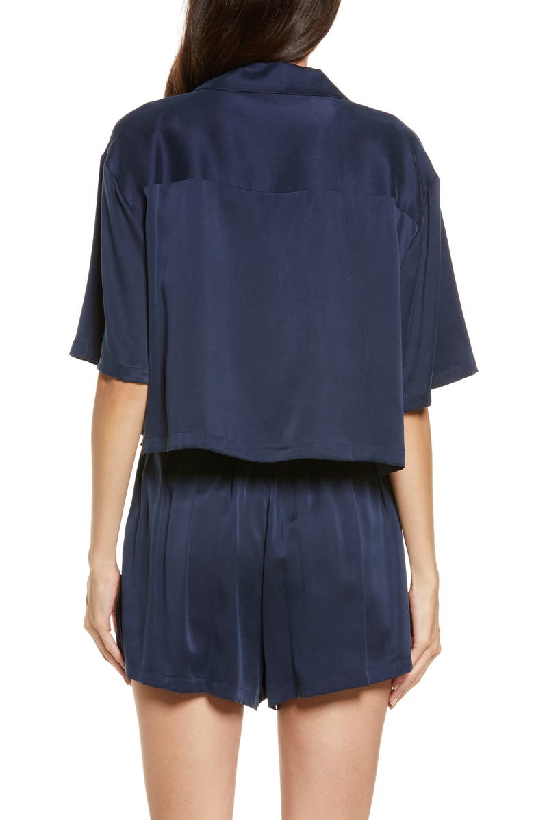 Lunya Washable Silk Button-Up Short Pajamas, Alternate, color, Deep Blue