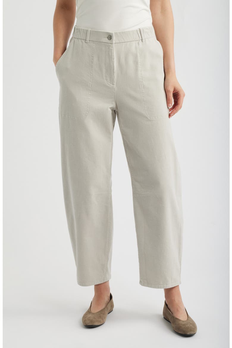 Stretch Organic Cotton Corduroy Arch Wide Leg Ankle Pants, Main, color, CHALK