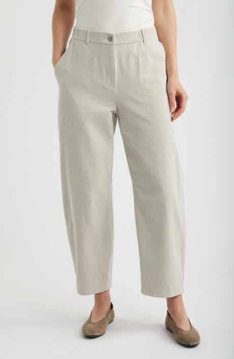 Stretch Organic Cotton Corduroy Arch Wide Leg Ankle Pants