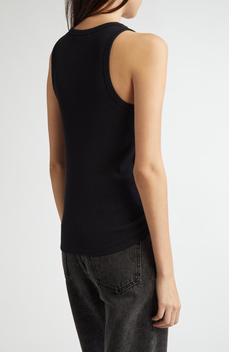 Rabanne Ring Pierced Stretch Cotton Tank, Alternate, color, Black