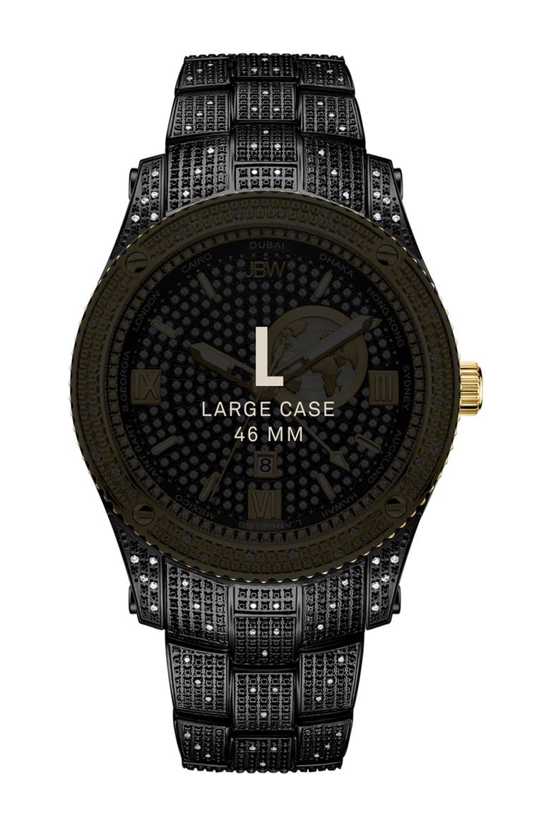 Jet Setter GMT Diamond Bracelet Watch, 46mm, Alternate, color, BLACK
