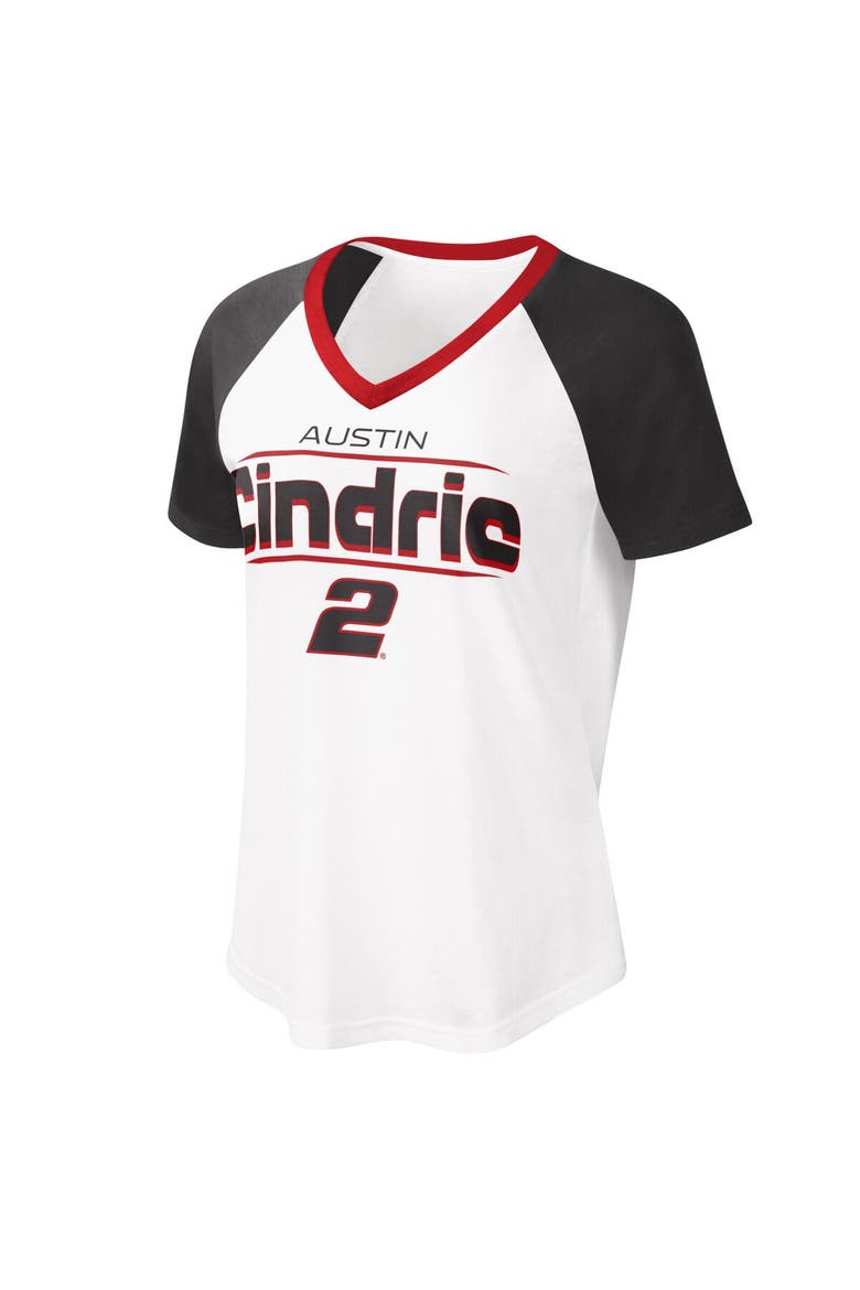 Women's G-III 4Her by Carl Banks White/Black Austin Cindric Overtime V-Neck T-Shirt, Main, color, White