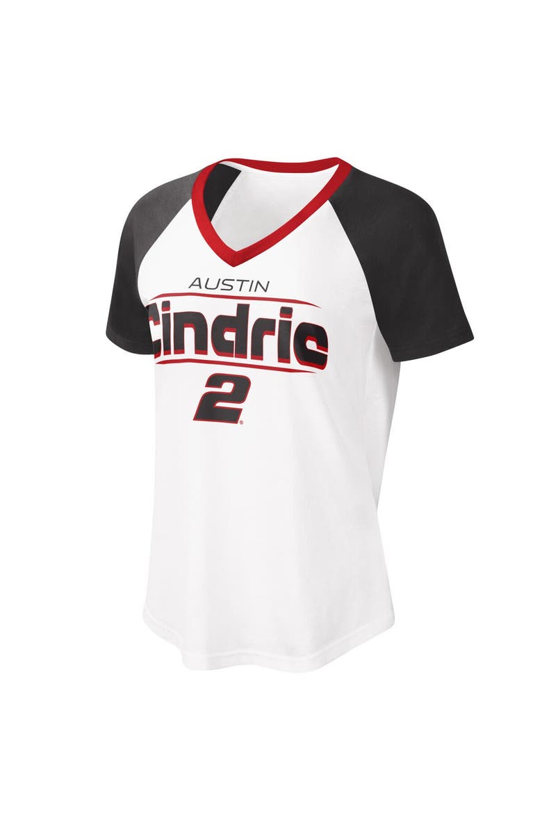 G-III 4HER BY CARL BANKS Women's G-III 4Her by Carl Banks White/Black Austin Cindric Overtime V-Neck T-Shirt, Main, color, White