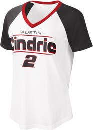 G-III 4HER BY CARL BANKS Women's G-III 4Her by Carl Banks White/Black Austin Cindric Overtime V-Neck T-Shirt