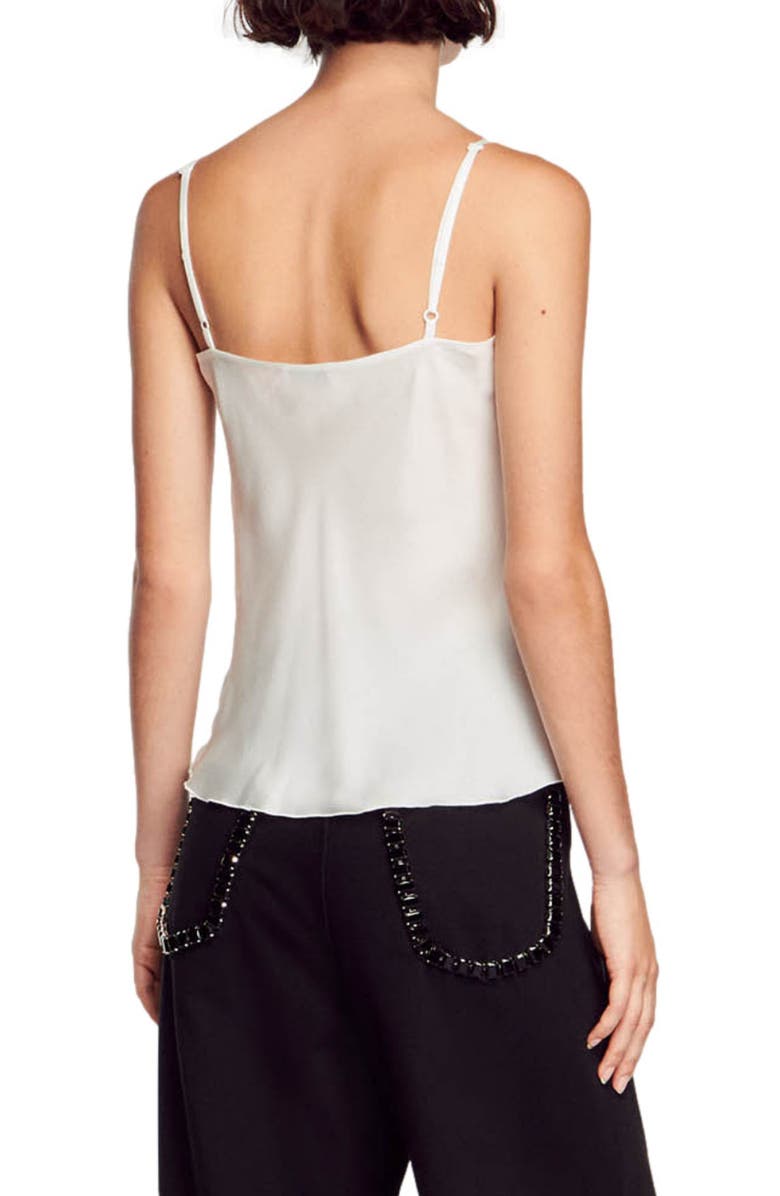 SANDRO Dantin Lace Overlay Silk Camisole, Alternate, color, 