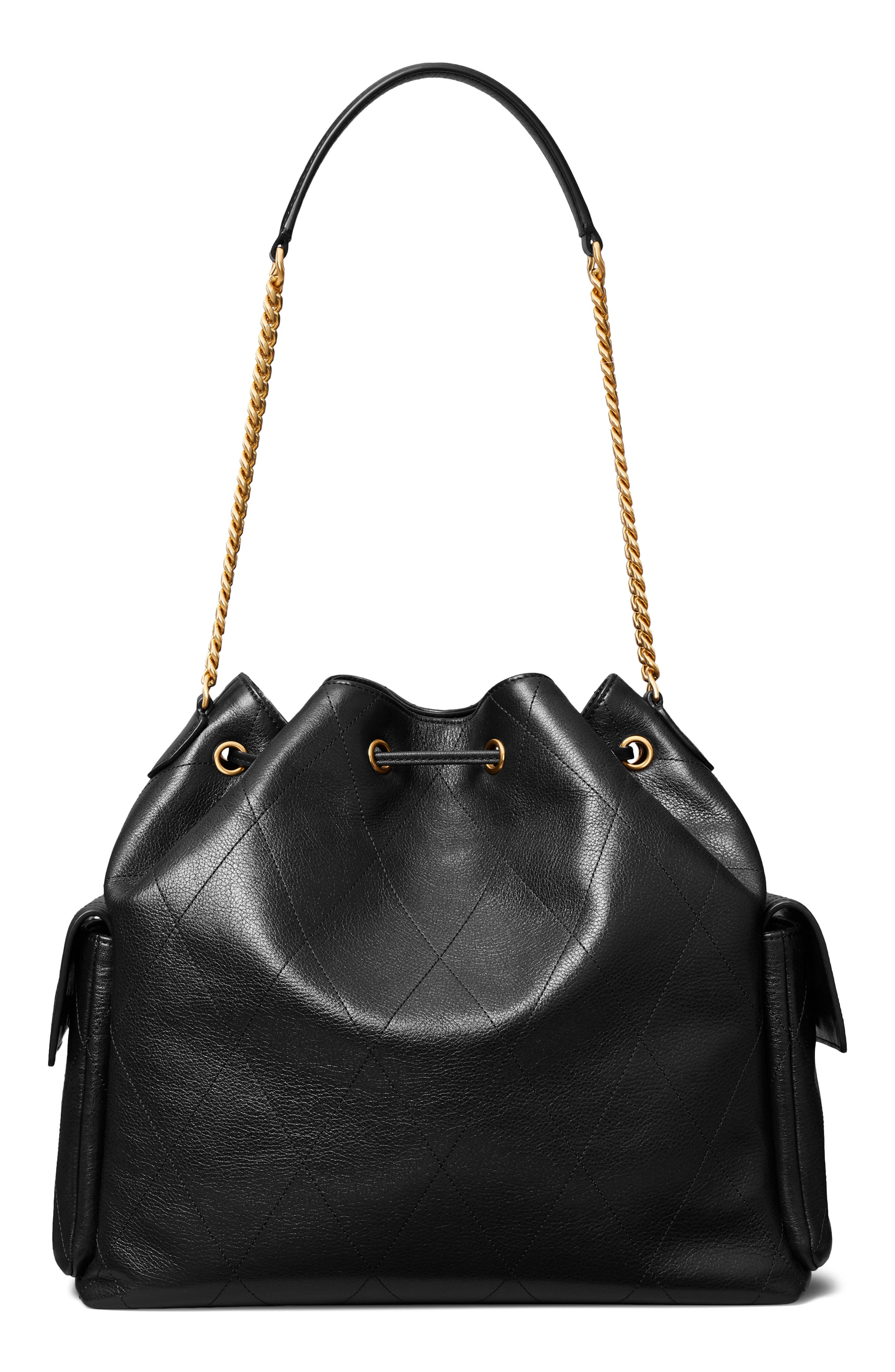 Tory Burch Large Charlie Quilted Leather Drawstring Shoulder Bag, Alternate, color, 