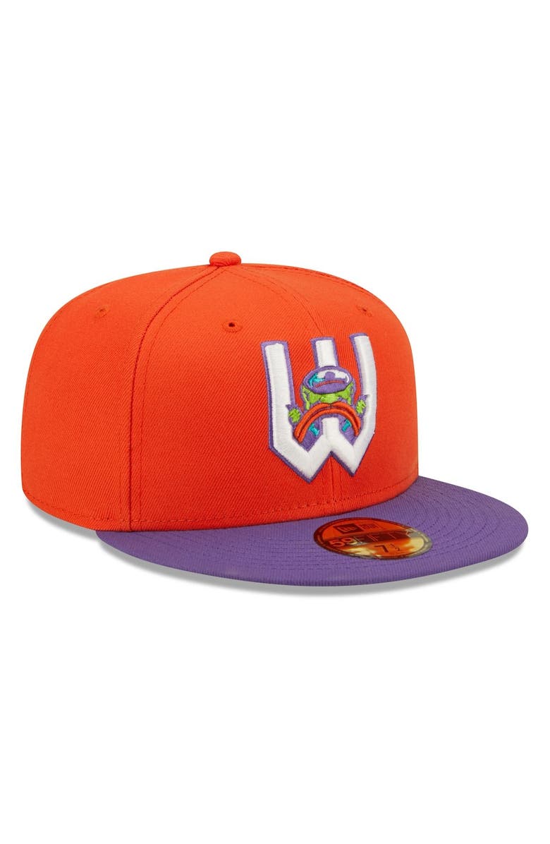 New Era Men's New Era Orange/Purple Wichita Wind Surge Honey Butter Chicken Biscuit Theme Night 59FIFTY Fitted Hat, Alternate, color, Orange