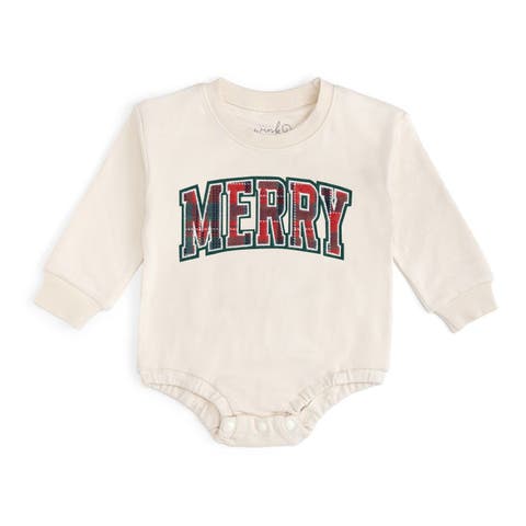 Merry Tartan Patch Christmas Long Sleeve Romper