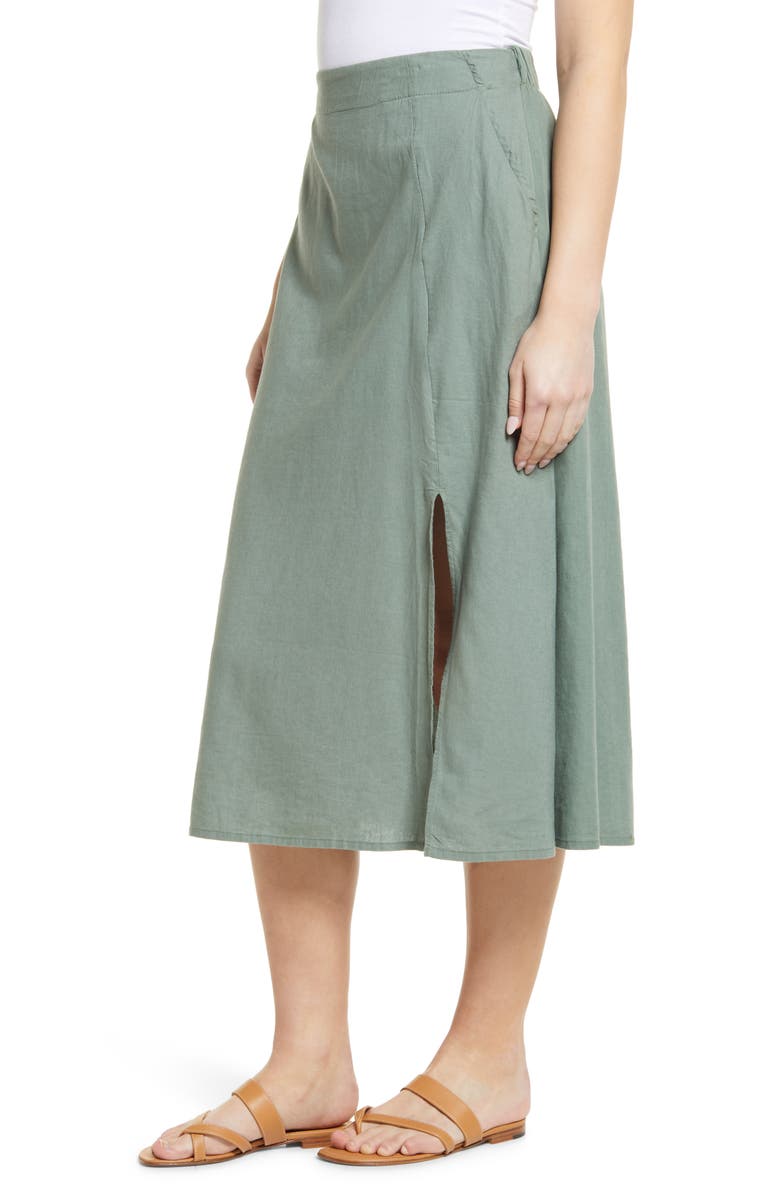 Caslon<sup>®</sup> Solid Linen Blend Midi Skirt, Alternate, color,