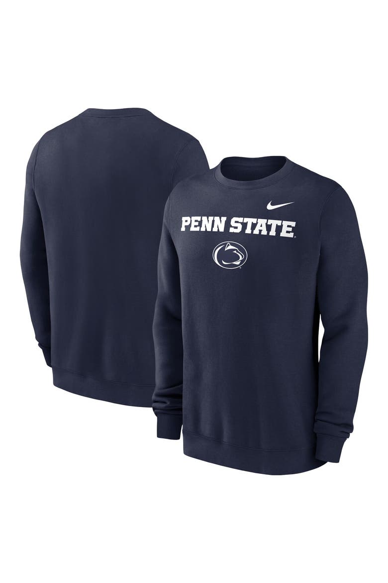 Men's Nike Navy Penn State Nittany Lions Primetime Primary Stack Pullover Sweatshirt, Main, color, Navy