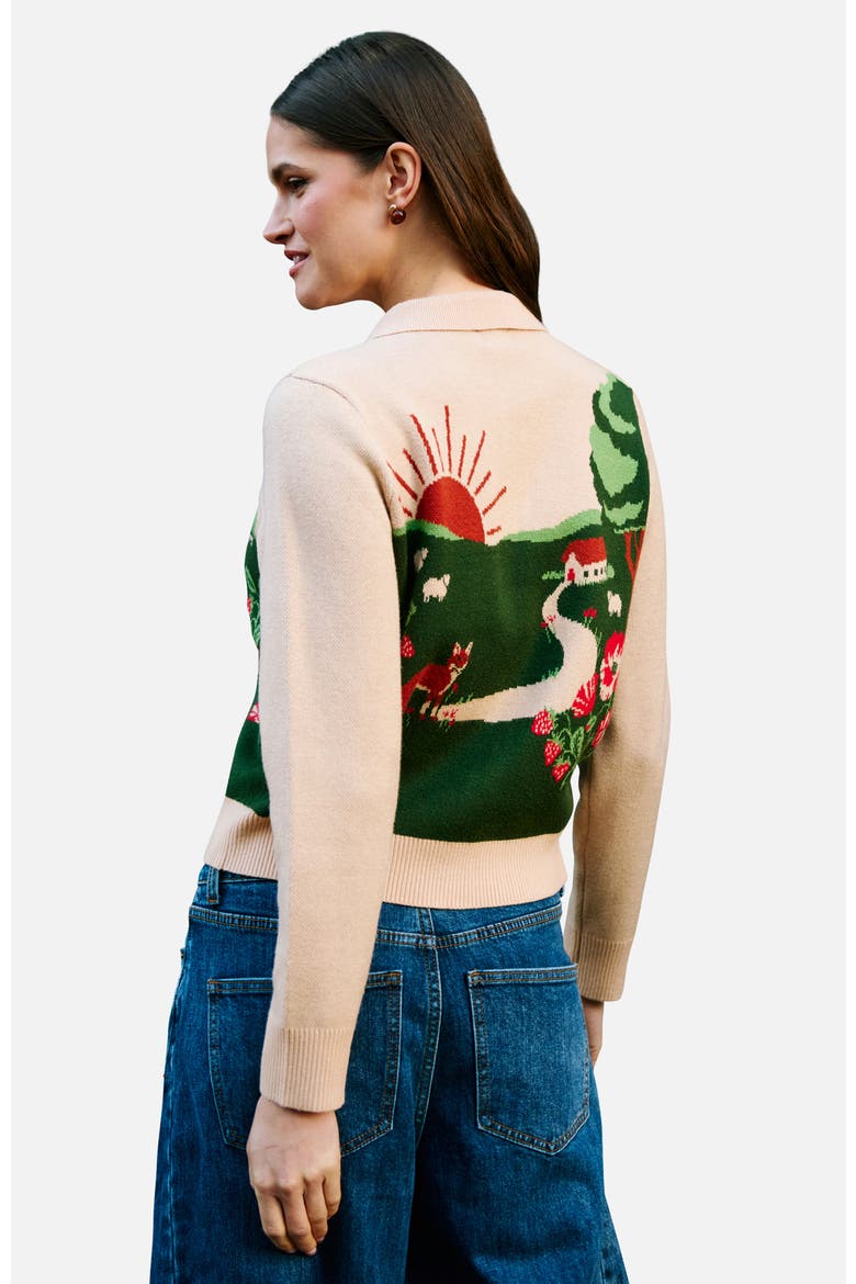 Sunrise Fox Collared Cardigan, Alternate, color, Oatmeal