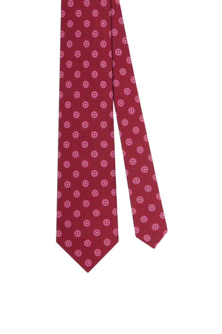 Robert Printed Silk Flower Necktie, Main, color, RED