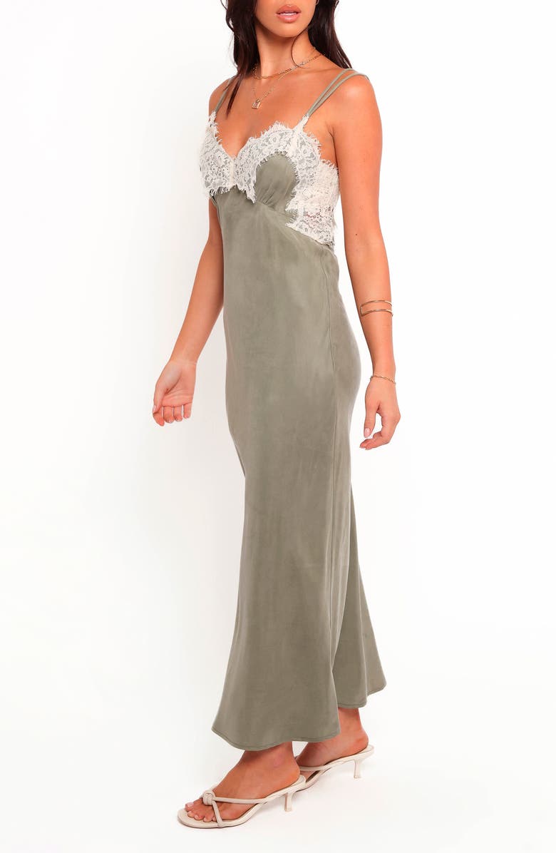 Petal & Pup Alita Lace Trim Cocktail Slipdress, Alternate, color, Olive