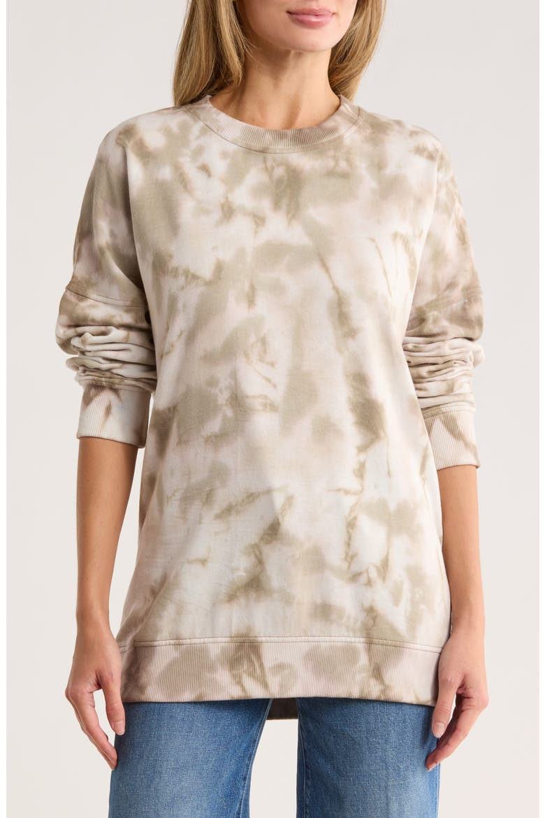 Cathy Tie-Dye Crew Neck Boyfriend Pullover, Main, color, RANGER GREEN/ARTICHOKE