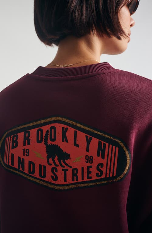 Brooklyn Industries Graphic Relaxed Sweatshirt In Burgundy