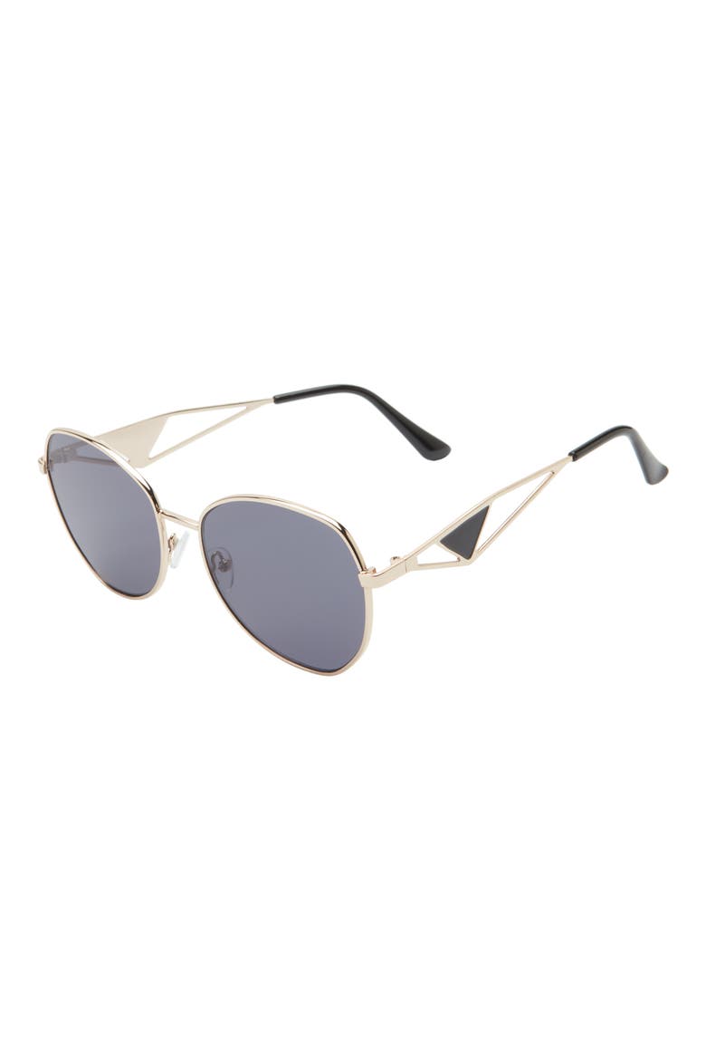 Round Sunglasses, Alternate, color, BLACK-SILVER