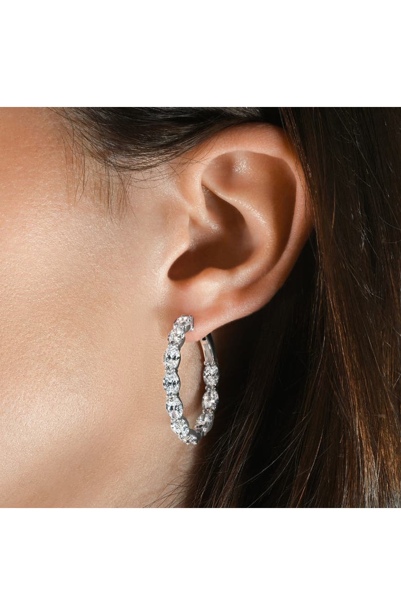 Bliss Diamond 6Ct Oval Diamond Hoops 14k Gold Lab Grown  1" Tall, Alternate, color, 14K White Gold