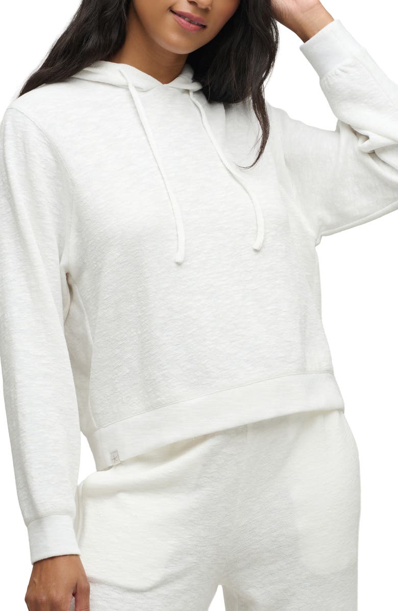 Barefoot Dreams<sup>®</sup> Seamed Slub Cotton Blend Double Knit Hoodie, Main, color, Pearl