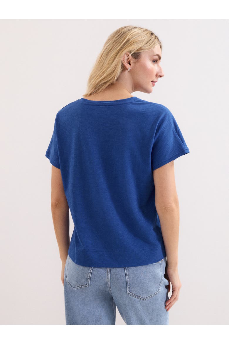 Saphiya Slub Cotton V-Neck T-shirt, Alternate, color, Cobalt