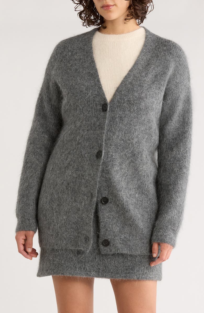 Marine Layer Suri Oversize Alpaca Blend Cardigan, Main, color, Charcoal